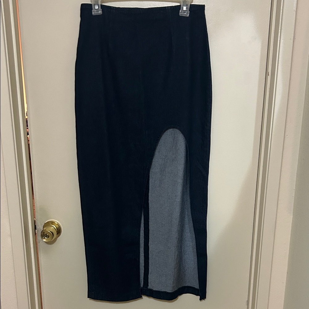 Reformation paulina denim midi Skirt with Slit